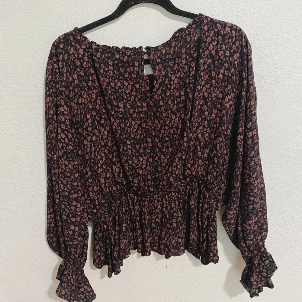 Anthropologie Nichola peplum top billowing sleeves size M - Picture 3 of 9